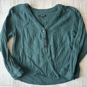 Madewell Teal Button Front Top Size M